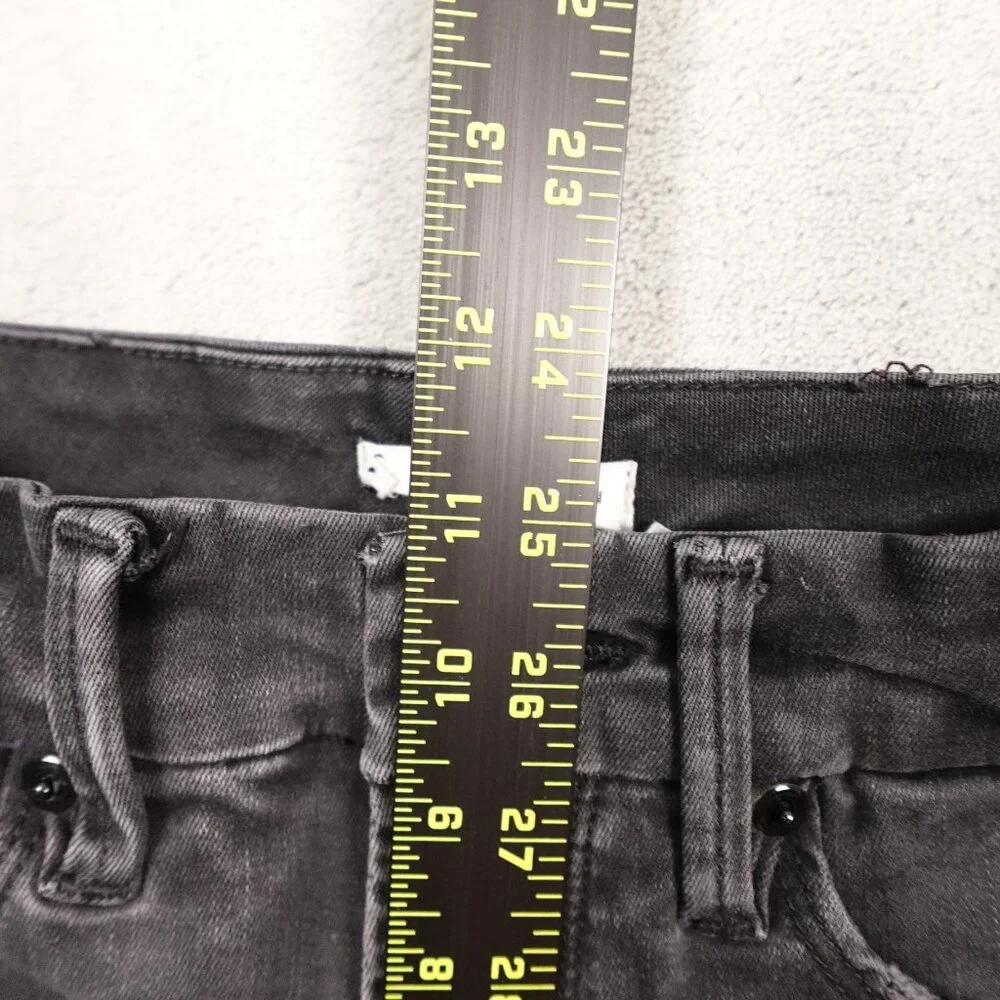 Good American Jeans Good Straight Distressed Hems Women's 6/28 Black‎ Denim